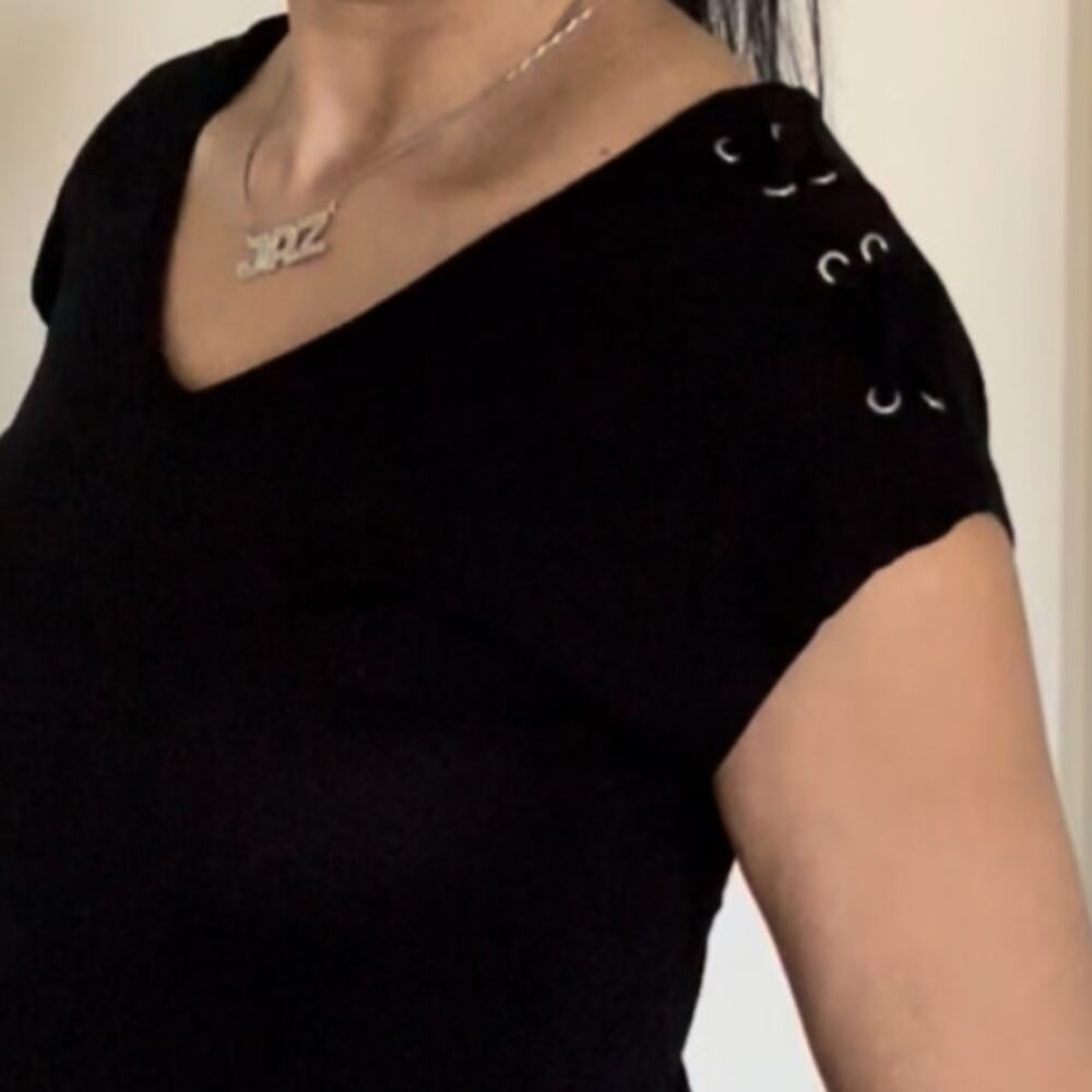 Atmosphere Black V neck short sleeve top size 2 - Picture 2 of 6